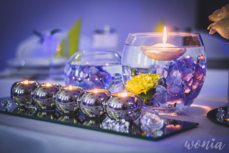 Szklane kule, świece, kryształy i hortensje!